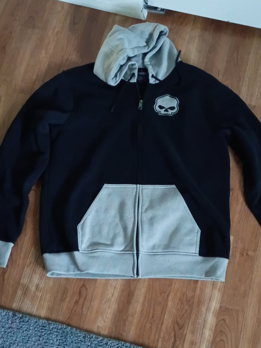 Harley-Davidson Black Hoodie Jacket with Light Gray Trim
